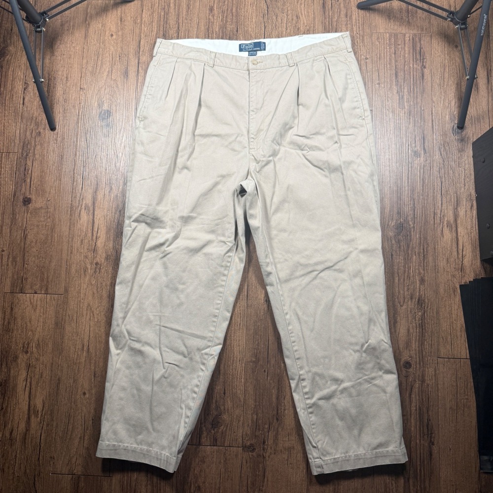 Polo Ralph Lauren Andrew Pant Mens 40x29 Tan Khaki Double Pleated Chino Trousers